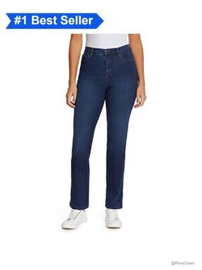 High Rise Tapered Stretch Jeans Plus Size Classic Fit 5-Pocket